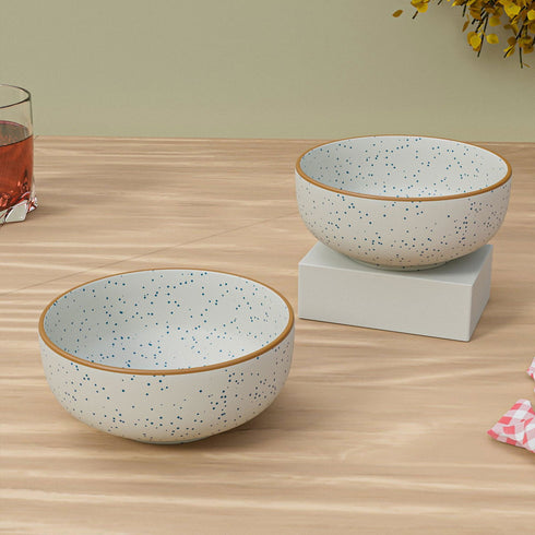 White Matte Brown Ceramic Bowl Set Of 2 - The Earth Store - Bowl