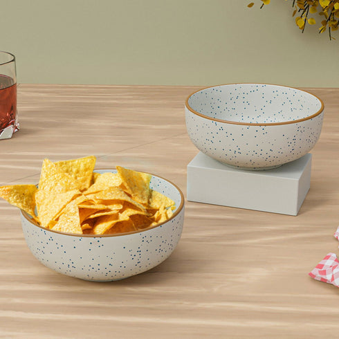 White Matte Brown Ceramic Bowl Set Of 4 - The Earth Store - Bowl