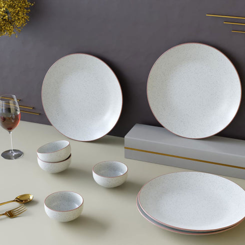 White Matte Ceramic Dinner Set - 8 pieces - The Earth Store - Dinnerware