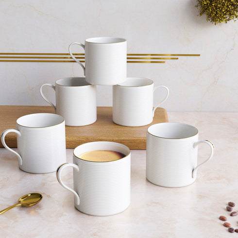 White Ring Tea Cup Set Of 6 - The Earth Store - Tea Cups