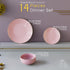dinner set 14 piece pink colour