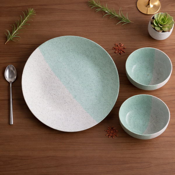 Tritone Green Matte Ceramic Set of 2 Dinner Plates
