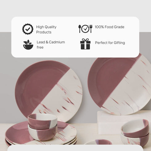 DT Magenta Italian Ceramic Dinner Set of 12 Pieces Serving for 6