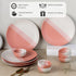 TT Pink Matte Ceramic Dinner Set 12 Piece for Family of 6 Plates and Bowls