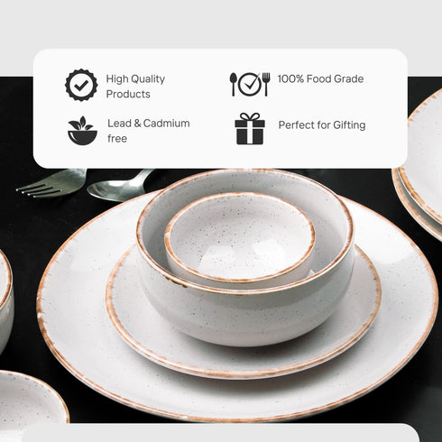 Lavender Marble Ceramic Dinner Set of 12 Pieces for Family of 6