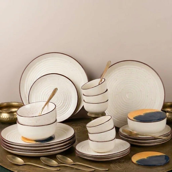 Spiral White Handcrafted Ceramic Dinner Set - 30 Pieces