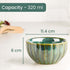 Green Ribbed Ceramic Bowl Serving Set 2 Bowls, 1 Tray, and 2 Spoon