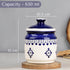Blue Drape Ceramic Pickle Jars Set of 2 (600 ML) with Lids