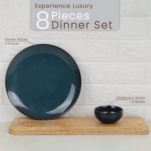 Galaxy Blue Ceramic Dinner Set of 8 Pieces Serving for 4