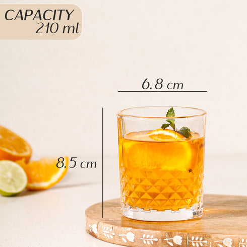 Hobnail Drinking Glasses Set of 6, 210 ML