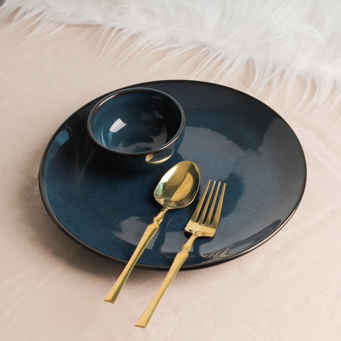 Galaxy Blue Ceramic Dinner Set of 8 Pieces Serving for 4