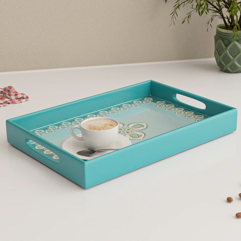 Floral Wooden Rectangular Serving Tray Large