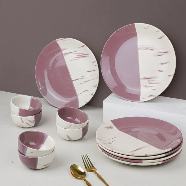 DT Magenta Italian Ceramic Dinner Set of 12 Pieces Serving for 6