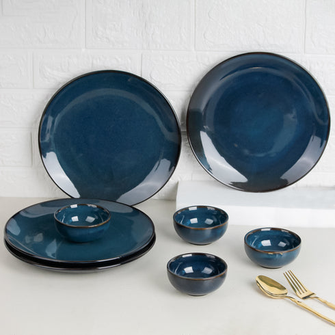 Galaxy Blue Ceramic Dinner Set of 8 Pieces Serving for 4