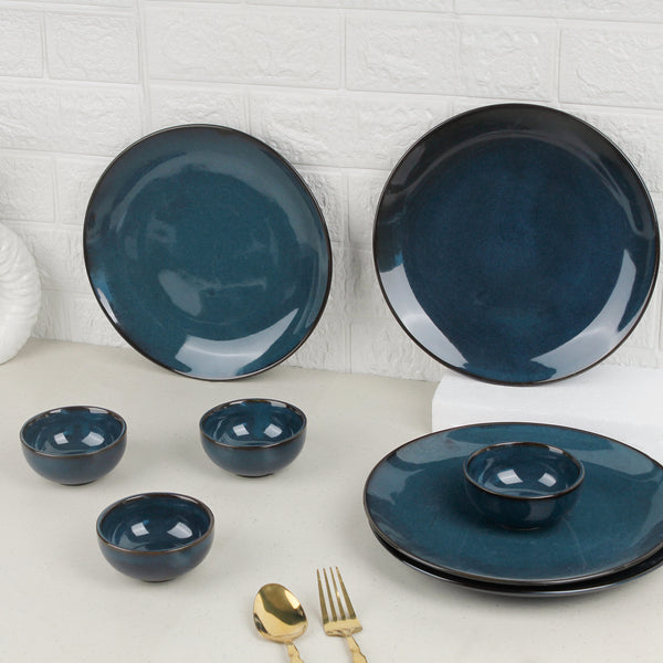 Galaxy Blue Ceramic Dinner Set of 8 Pieces Serving for 4
