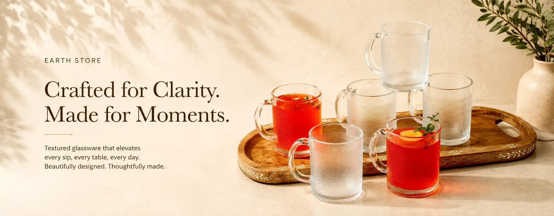Handcrafted ceramic cup set eco-friendly drinkware from Earth Store