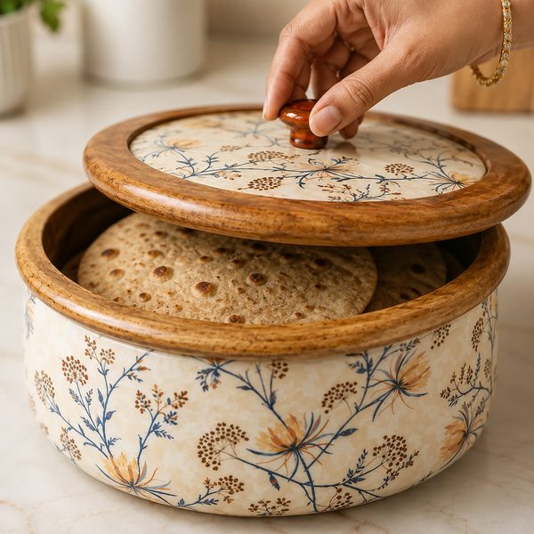 Medina Mango Wood Roti Casserole with Lid | 1600ML