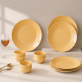 Mustard Marble Ceramic Dinner Set - 12 Pieces