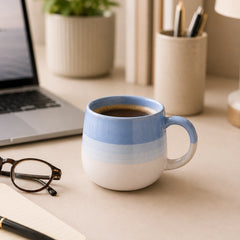 Tritone Sky Blue Ovule Shape Tea Cups Set of 6