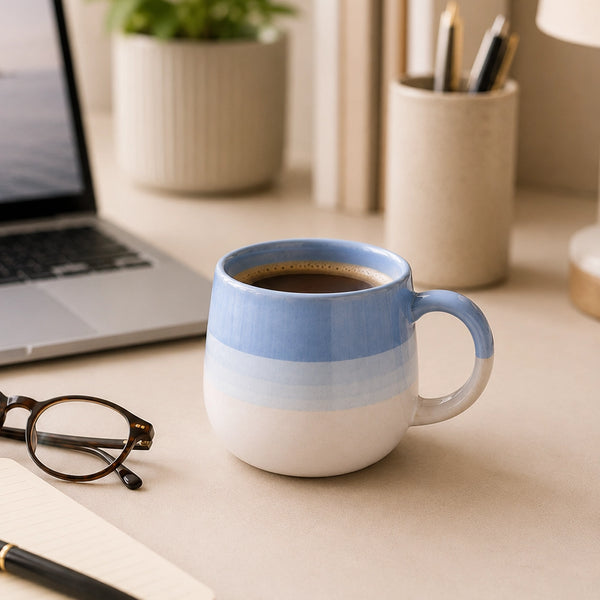 Tritone Sky Blue Ovule Shape Tea Cups Set of 6