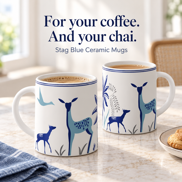 Stag Blue Coffee Mug Set (Set of 4)