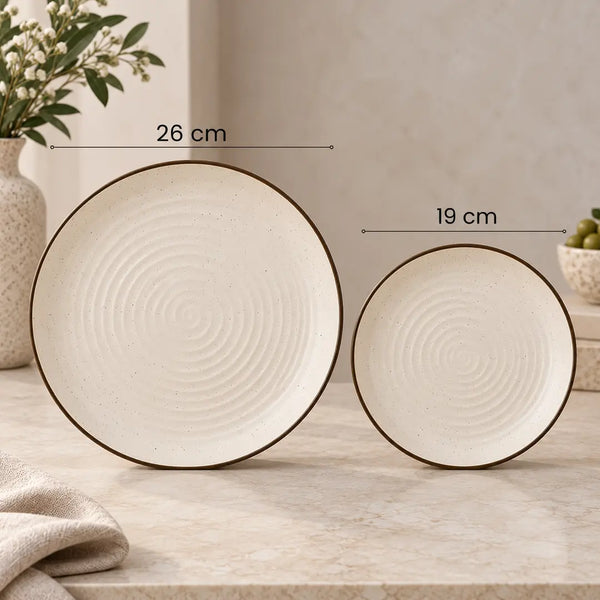 Spiral White 18-Piece Ceramic Dinner Set For 6