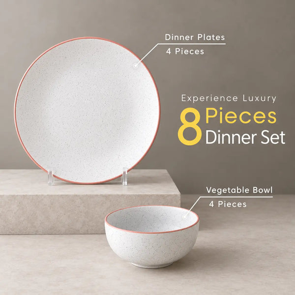 White Matte Ceramic Dinner Set - 8 pieces