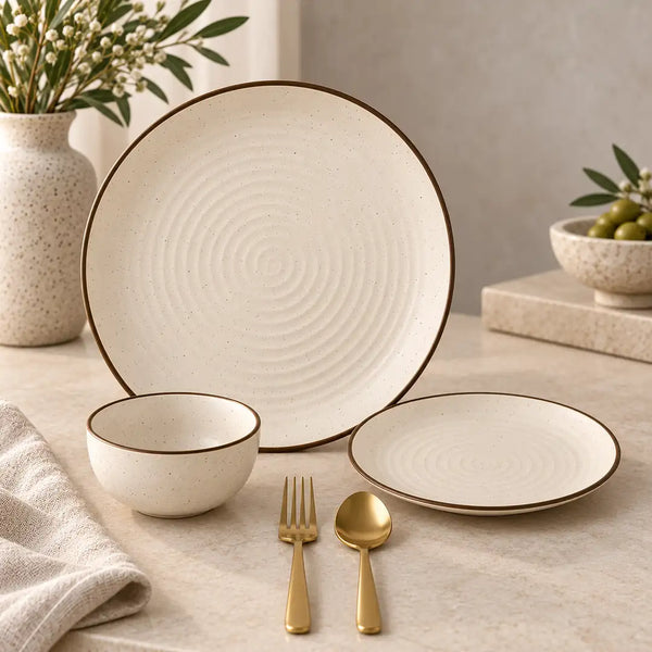 Spiral White 18-Piece Ceramic Dinner Set For 6