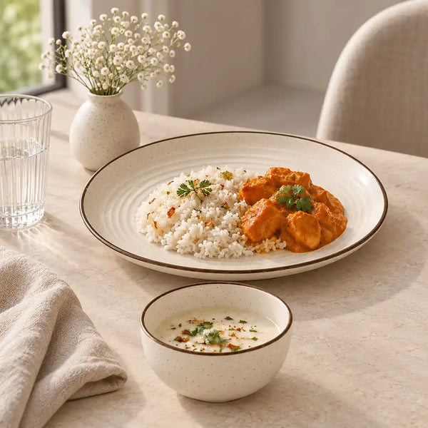 Spiral White 18-Piece Ceramic Dinner Set For 6