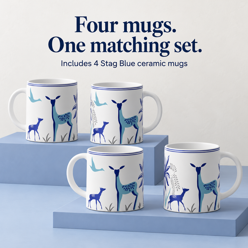 Stag Blue Coffee Mug Set (Set of 4)