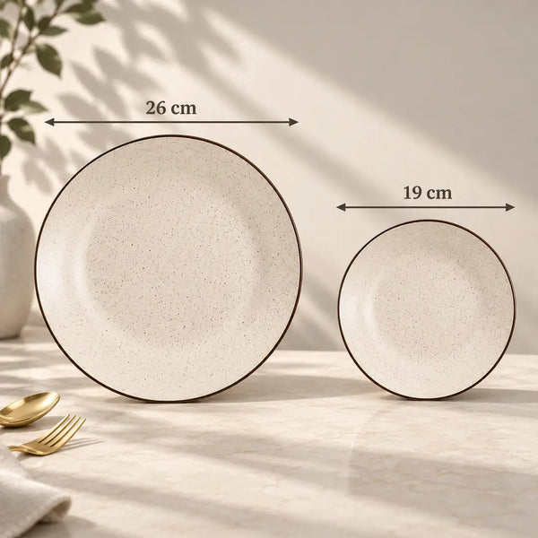 Creme Matte Ceramic Dinner Set 12 Piece for Family of 4