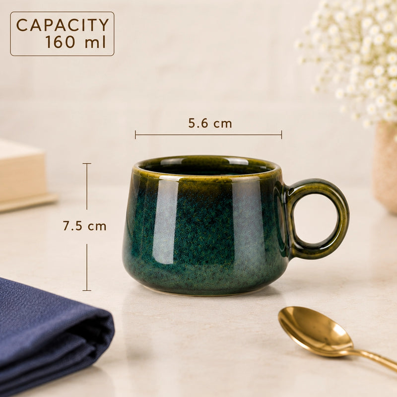 Green Glaze Ceramic Tea Set | Kettle & 2 Cups (400ml)