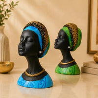 Regal Noir & Gold Sculptural Bust Duo
