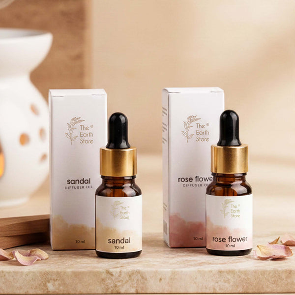 Sandal & Rose Aroma Diffuser Oil Set (10ml Each) – Woody & Floral Luxury Duo
