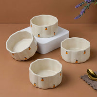 Cream Pear Ceramic Vegetable Bowl Set of 4 (250ML)