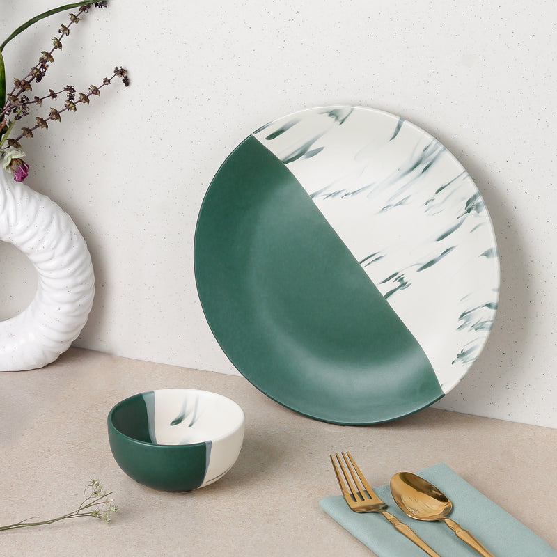 DT Teal Italian Ceramic Dinner Set of 12 Pieces Serving for 6 Crockery Set
