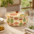 Wooden Leaf-Design Dome Lid Casserole