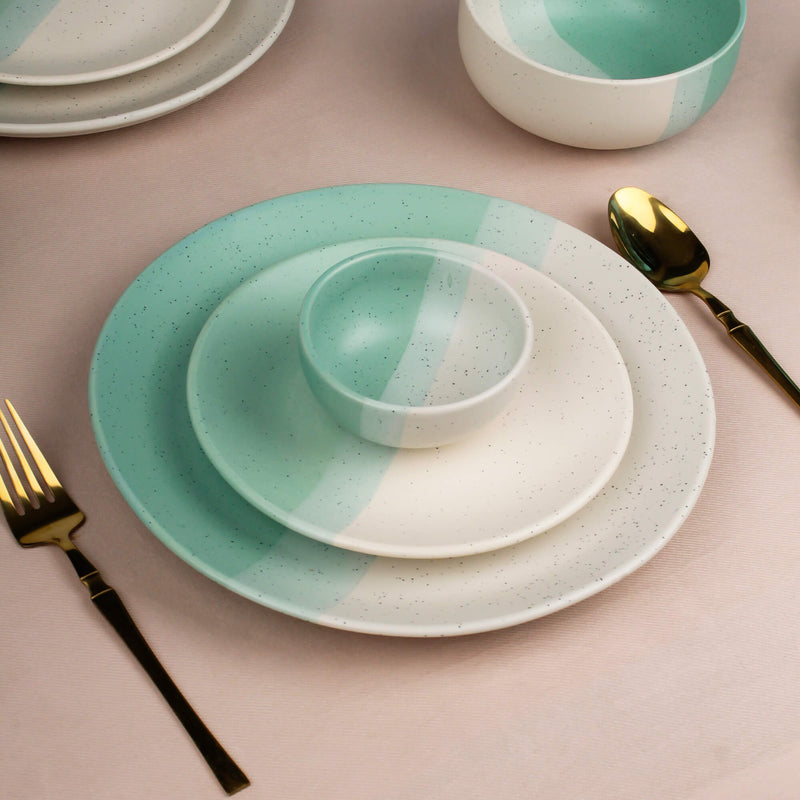 TT Green Matte 21-Piece Ceramic Dinner Set For 6