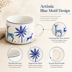 Stag Blue Tea Cups (Set of 6)