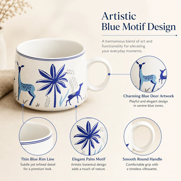 Stag Blue Tea Cups (Set of 6)