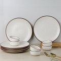 Creme Matte Ceramic Dinner Set 12 Piece for Family of 6