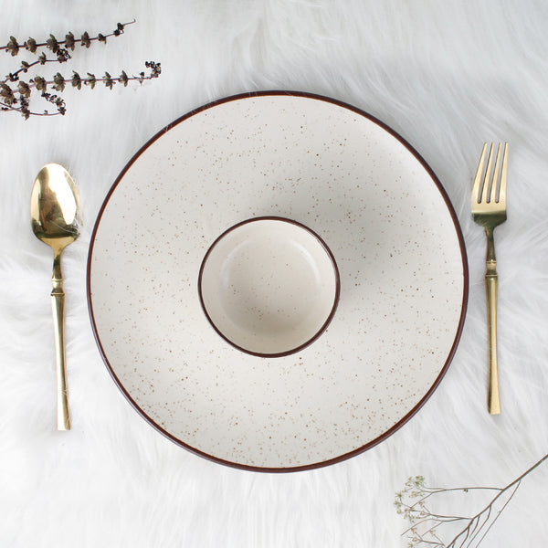 Creme Matte Ceramic Dinner Set 12 Piece for Family of 6