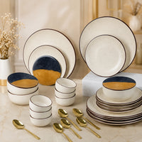 Creme Brown Handcrafted Ceramic Dinner Set - 30 Pieces