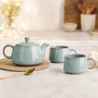 Grey Glaze Ceramic Tea Set | Kettle & 2 Cups (400ml)