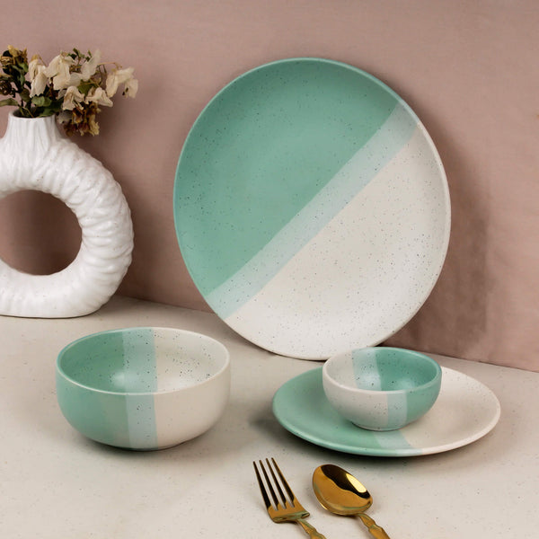 TT Green Matte 21-Piece Ceramic Dinner Set For 6