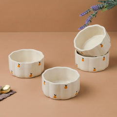 Cream Pear Ceramic Vegetable Bowl Set of 4 (250ML)