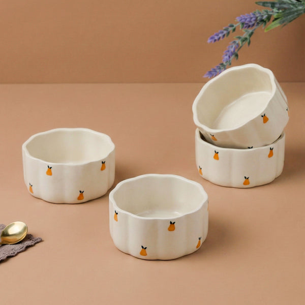 Cream Pear Ceramic Vegetable Bowl Set of 4 (250ML)
