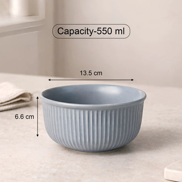Fringe Grey Ceramic Bowl Set of 4 with Metal Stand