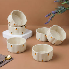 Cream Pear Ceramic Vegetable Bowl Set of 6 (250ML)