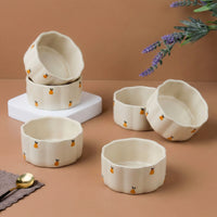 Cream Pear Ceramic Vegetable Bowl Set of 6 (250ML)